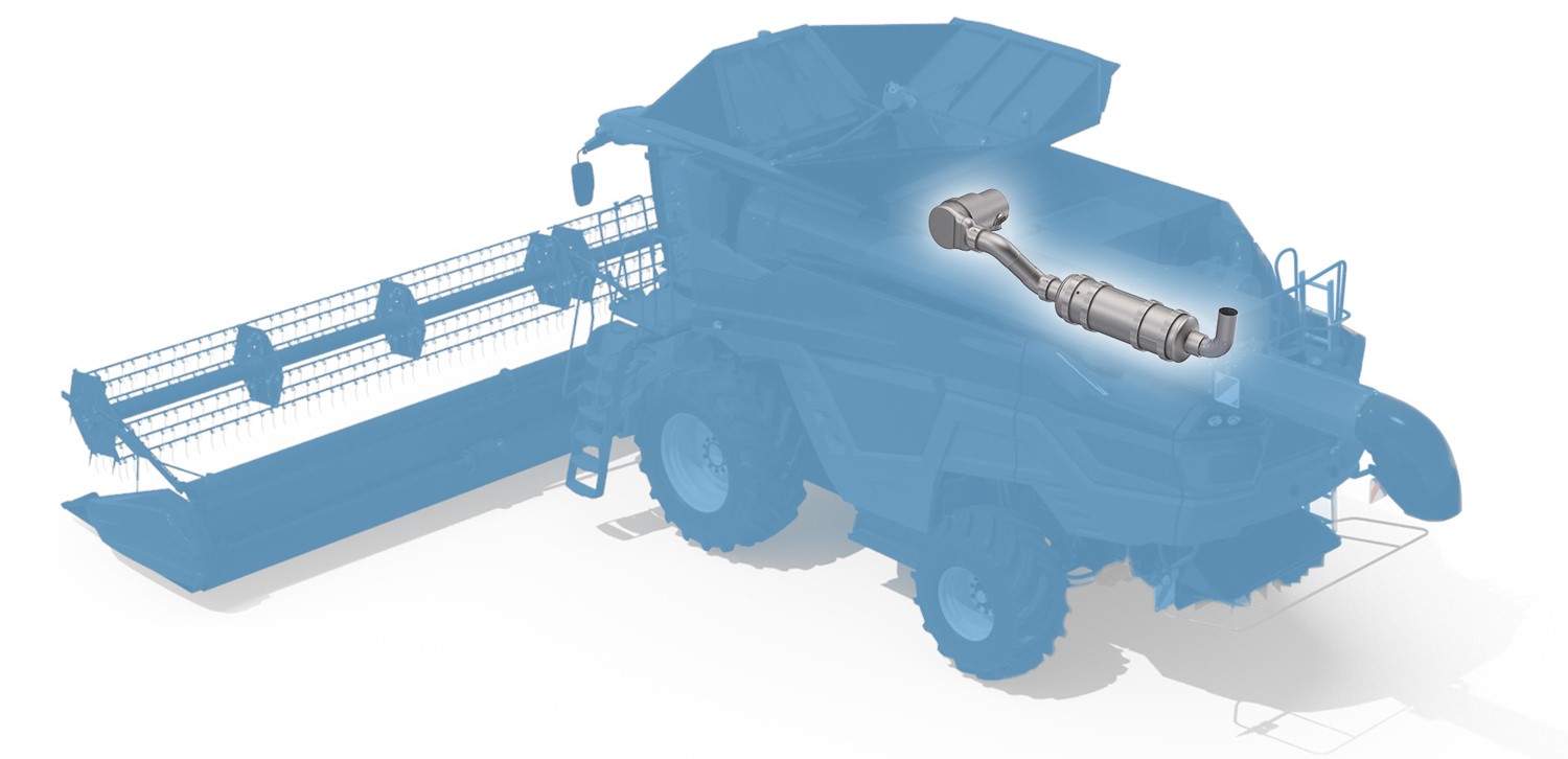 Harvester Including Dinex Aftertreatment Solution