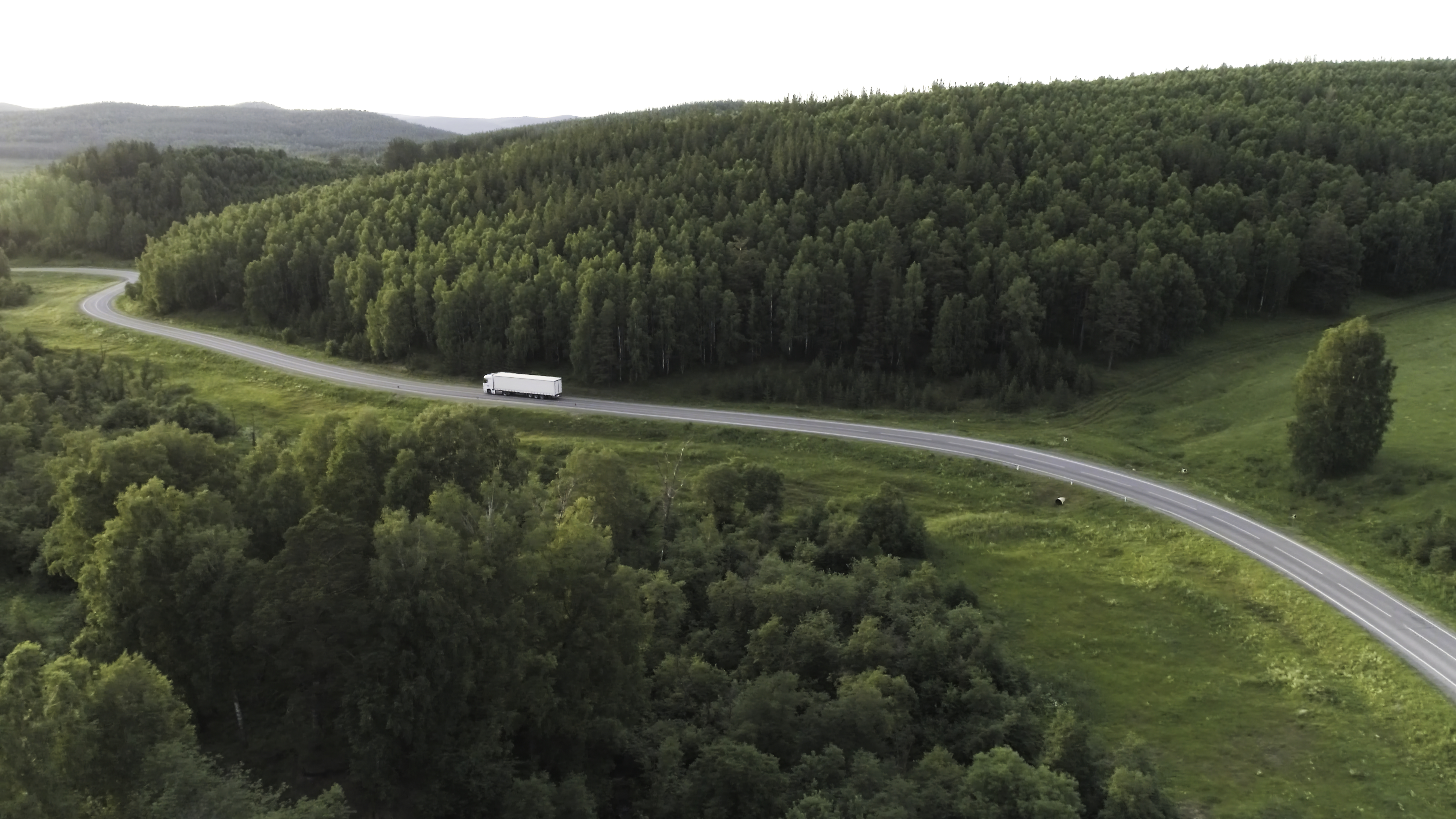 Panorama With Truck Driving On Highway In Summer 2024 12 06 13 45 39 Utc