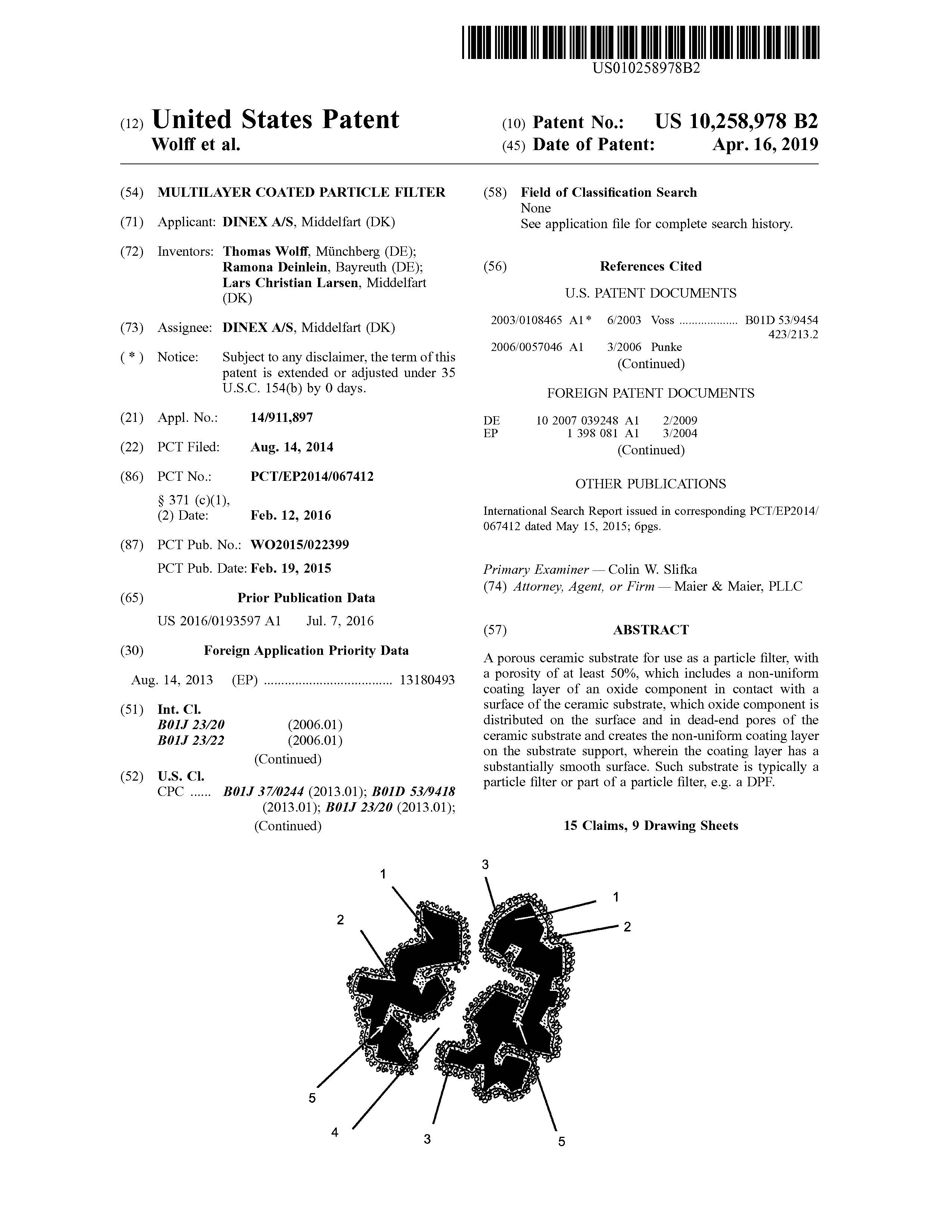 Multilayer Coated Particle Filter